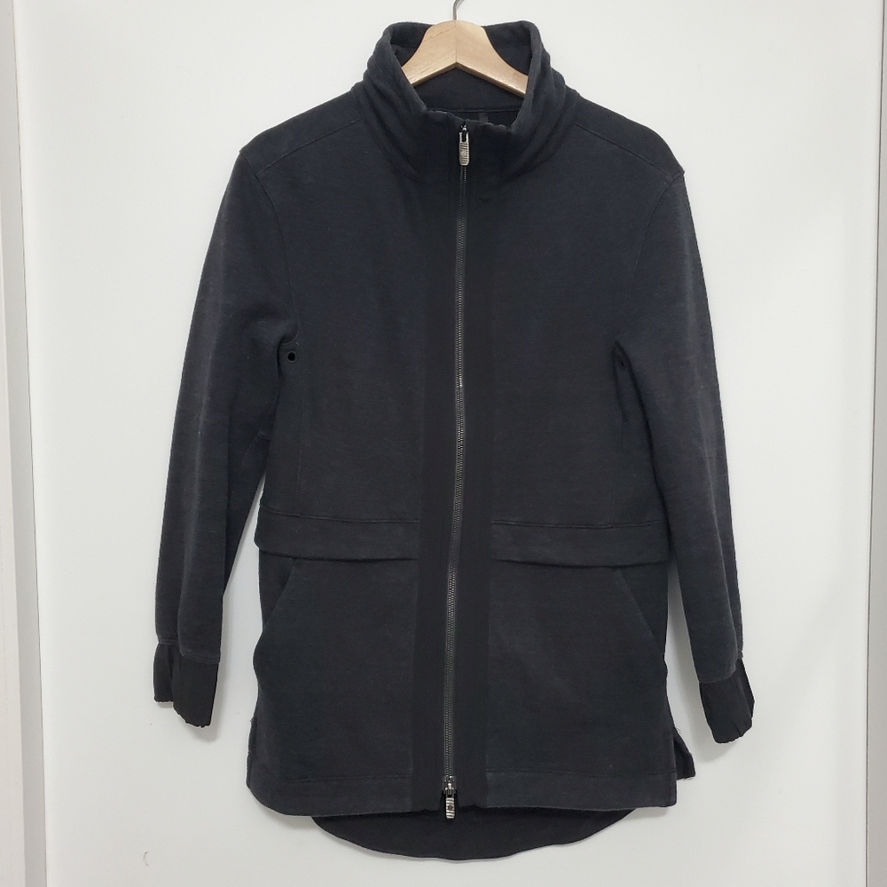 Lululemon 4 Light as Warmth Fleece Jacket Full zip Sweater Grey Black Warm Tunic